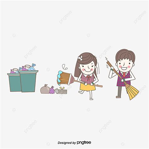 Cartoon Cleaning Vector Design Images, Vector Cartoon Children Cleaning ...