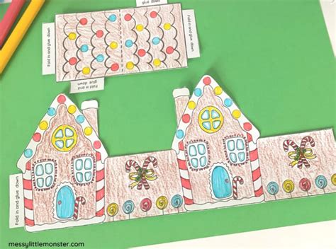 Paper Gingerbread House (template included) - Messy Little Monster