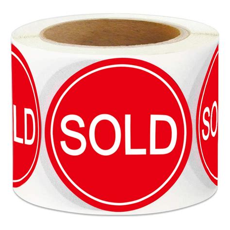 Buy 500 Labels Round Sold Stickers - 2" Red Sold Out Stickers Labels ...