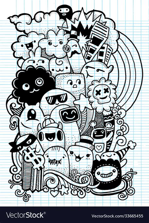 Hipster hand drawn crazy doodle monster Royalty Free Vector