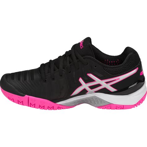 Asics Womens GEL-Resolution 7 Tennis Shoes - Black/Silver/Hot Pink ...