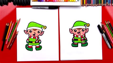 How To Draw A Cartoon Christmas Elf - Art For Kids Hub