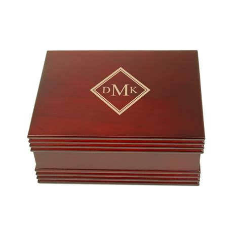 Monogrammed Mens Rosewood Jewelry Valet Box