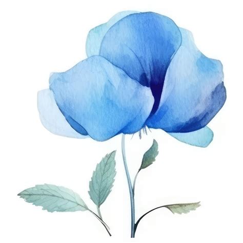 Premium Photo | A watercolor painting of a blue rose.