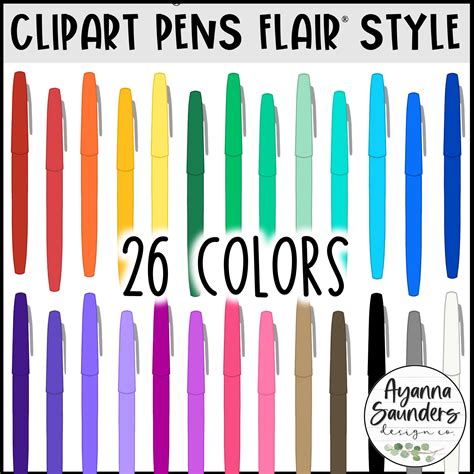 Flair Style Clipart Pens Hand Drawn Illustration Doodle Teacher School Clipart - Etsy