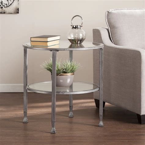 SEI Furniture Glenn Silver Metal Round Side Table with Shelf - Bed Bath & Beyond - 20255194 ...