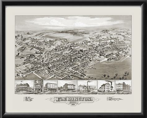 Flemington NJ 1883 | Vintage City Maps - Restored Bird's Eye Views