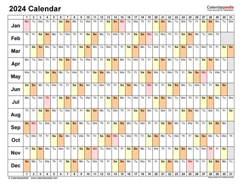 2024 Calendar Template Excel Free Online Calculator - Elga Nickie