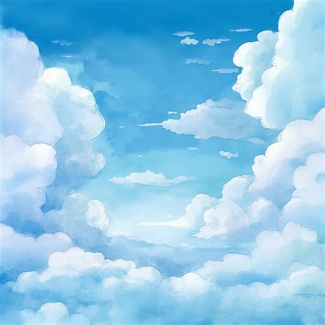 Premium Photo | Anime landscape with clouds in the sky