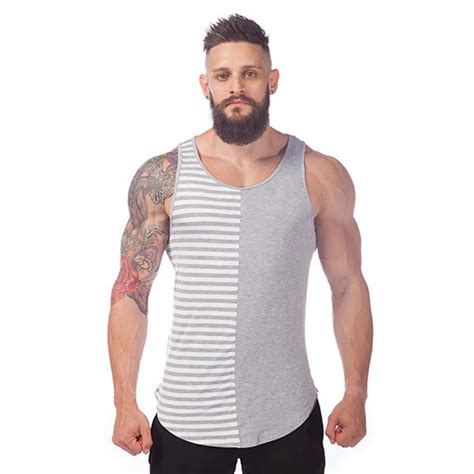 Free shipping Luxe Stripe tank top men good tank tops cotton singlet ...