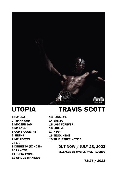 Travis Scott Utopia Album Cover Digital Download Music Posters Music ...