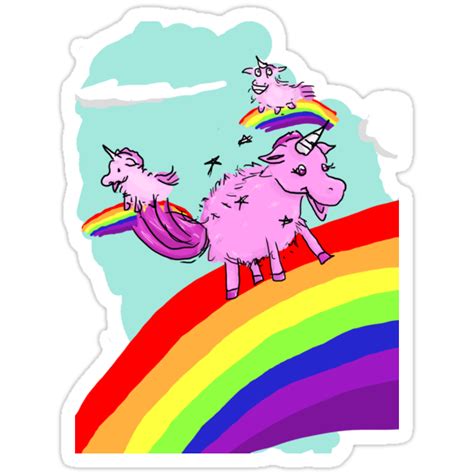 "Pink fluffy unicorns dancing on rainbows" Stickers by redpixel | Redbubble