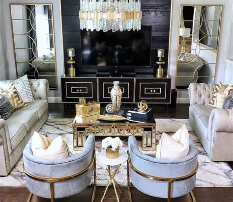 Inspiration For Your Home | Glam living room decor, Gold living room ...