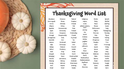 180+ Thanksgiving Words List (Free Printable!)