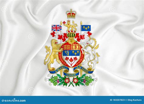 A Developing White Flag with the Coat of Arms of Canada. Country Symbol. Illustration Stock ...