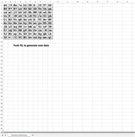 Generate passwords with Excel!