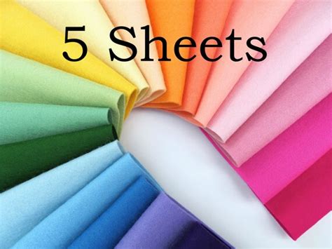 Wool Felt Fabric CHOOSE FIVE SHEETS 8 x 12 Inch Sheets Pure