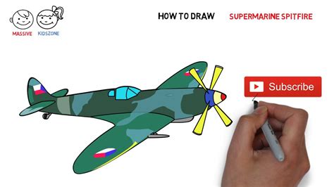 How to Draw a Airplane for Kids | Super-marine Spitfire | como dibujar un avion fácil - YouTube