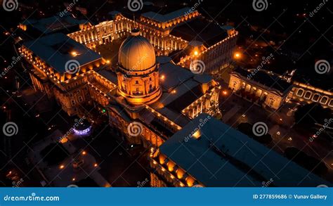 Aerial Night View of Buda Castle Royal Palace in Budapest, Hungary Stock Photo - Image of ...