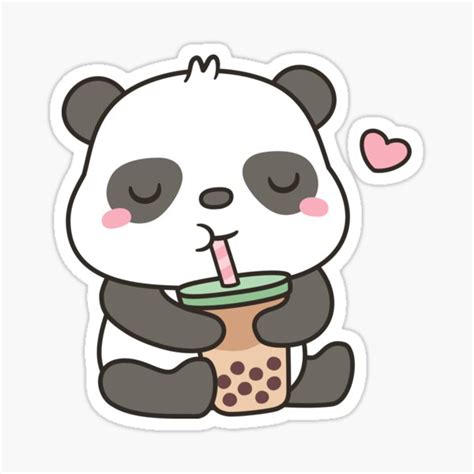 "Cute Little Panda Enjoying Boba Tea" Sticker for Sale by rustydoodle ...