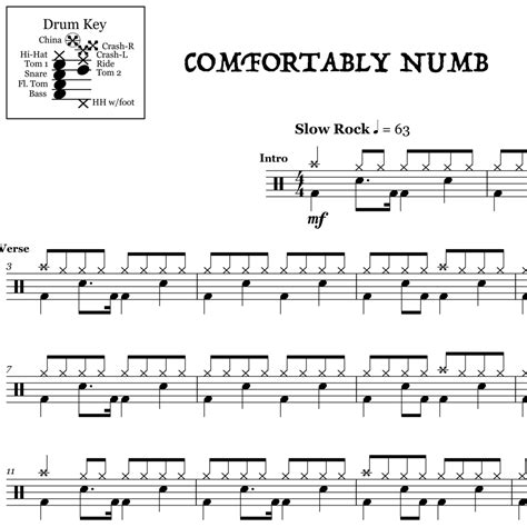 Comfortably Numb - Pink Floyd - Drum Sheet Music | OnlineDrummer.com