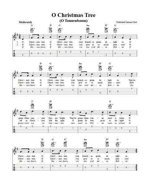 O Christmas Tree - Easy Banjo Sheet Music and Tab with Chords and Lyrics