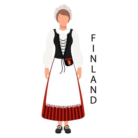 Woman in Finnish folk costume and headdress. Culture and traditions of Finland. Illustration ...