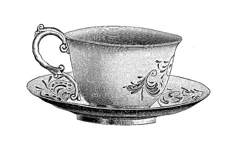 victorian tea cup & saucer clip art | ... Tea Cup Digital Stamp: Pretty Tea Cup and Saucer ...