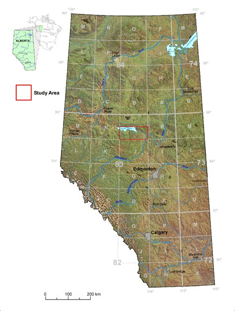 Location of the southern Lesser Slave Lake map area, north-central Alberta. | Download ...