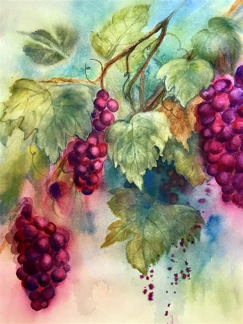 Wine Grapes Painting by Hilda Vandergriff - Fine Art America