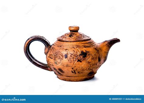 Vintage Ceramic Teapot, Isolated on White Background Stock Image - Image of homemade, isolated ...