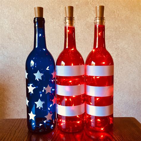 Patriotic Wine Bottle Lights Snowman Wine Bottle, Halloween Wine Bottles, Holiday Wine Bottles ...