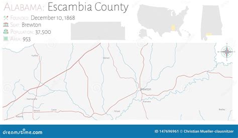 Map of Escambia County in Alabama Stock Vector - Illustration of colorful, infographic: 147696961