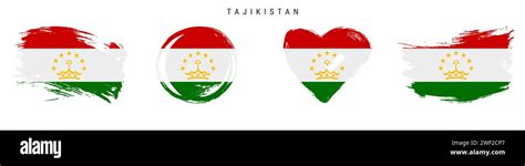 Tajikistan hand drawn grunge style flag icon set. Tajik banner in ...