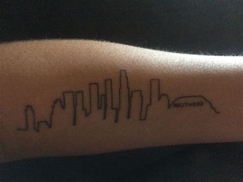 Hollywood tattoo skyline outline petite tattoos Los Angeles LA California sky line inked inks ...