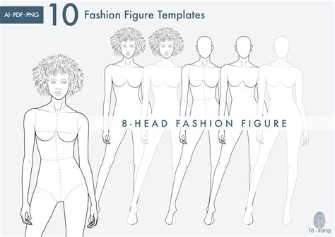 10 Female Fashion Croquis Templates, Heads, Female Fashion Figure ...