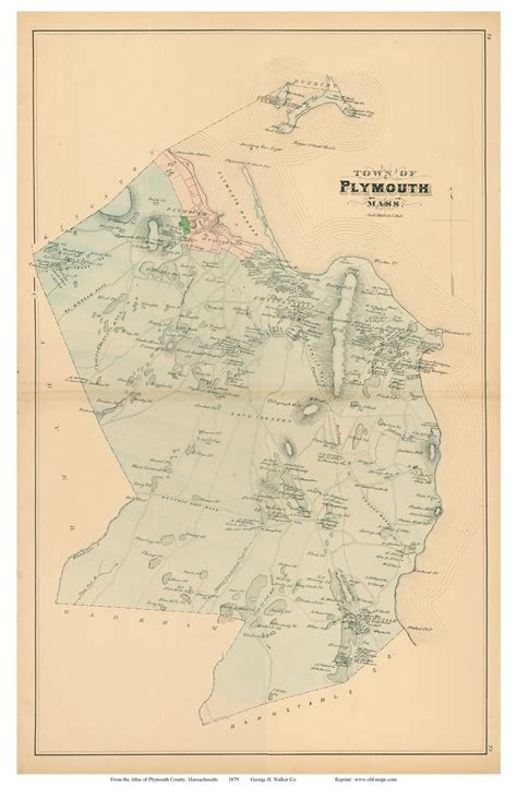 Plymouth, Massachusetts 1879 Old Town Map Reprint - Plymouth Co. - OLD MAPS