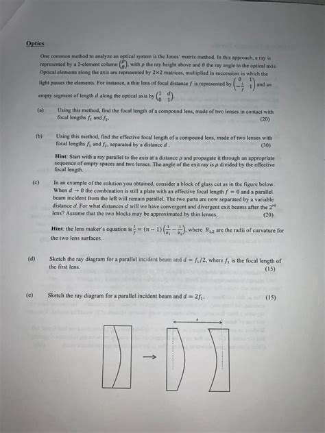 Optics One common method to analyze an optical system | Chegg.com