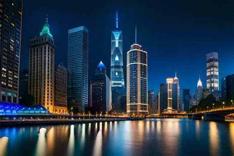 the city skyline at night in china. AI-Generated 33372961 Stock Photo ...