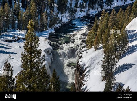 Lower Mesa Falls in winter, near Ashton, Idaho Stock Photo - Alamy