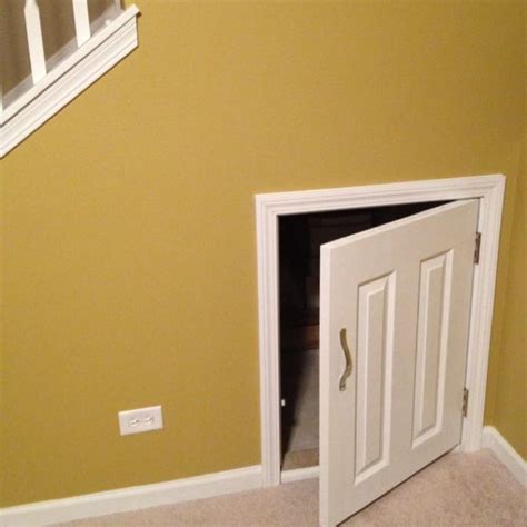 Access door for under stair storage | Attic house, Attic renovation ...