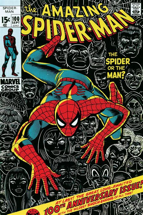 "Marvel Comic Book Spider-Man Issue Cover #100" - canvas print by ...