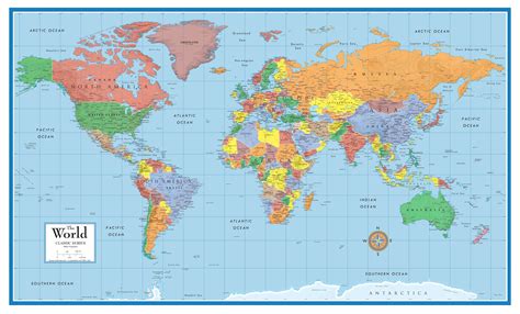 48x78 Huge World Classic Elite Wall Map Laminated- Buy Online in South Africa at Desertcart ...