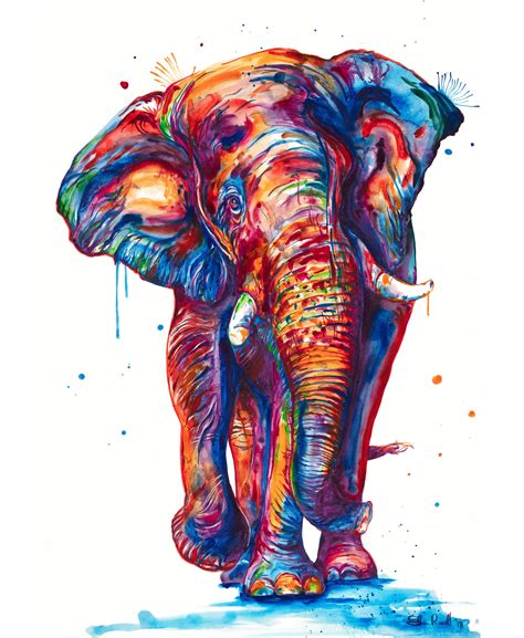 Digital Art & Collectibles Elephant Water Color Print Drawing & Illustration etna.com.pe