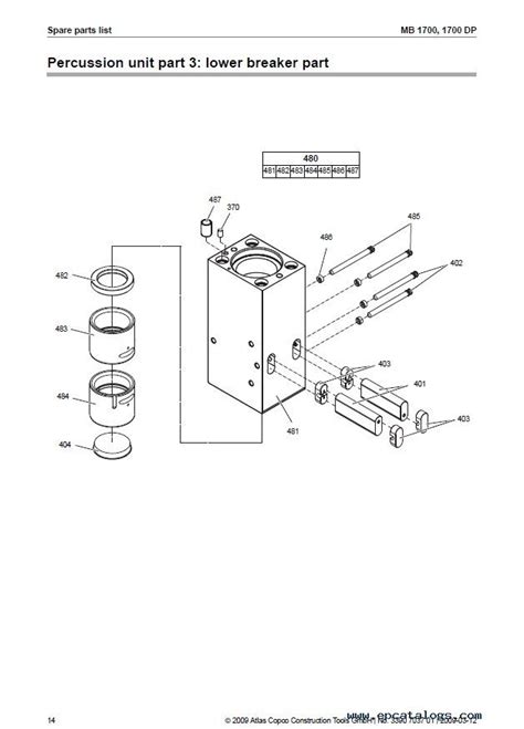 Atlas Copco MB1700/1700DP Hydraulic Breaker Parts List PDF