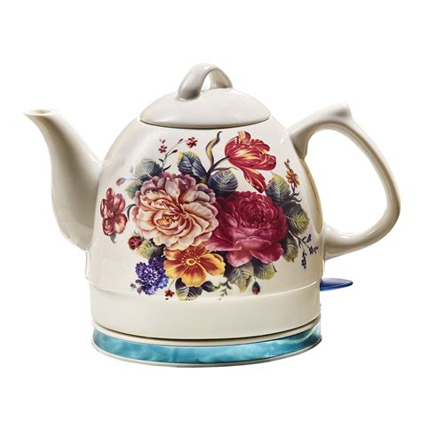 English Garden Electric Tea Kettle - White Ceramic with Floral Rose Print- 34 oz 792923215684 | eBay