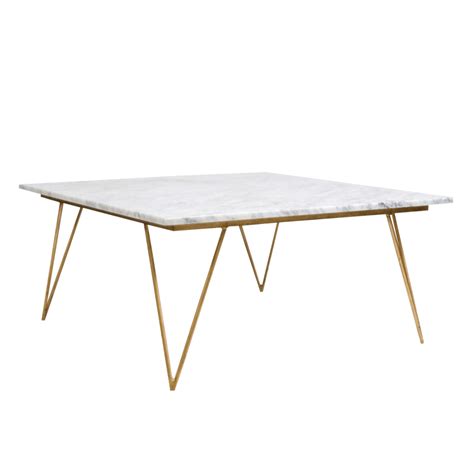 HAIRPIN LEG GOLD LEAF COFFEE TABLE W WHITE MARBLE FROM WORLDS AWAY. FREE SHIPPING. Hairpin Leg ...