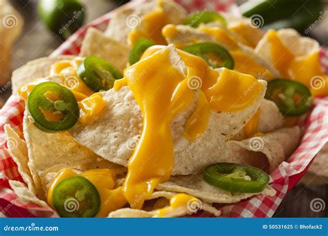 Homemade Nachos with Cheddar Cheese Stock Image - Image of sauce ...