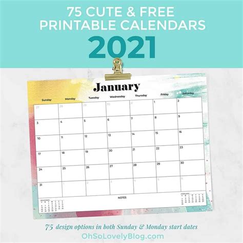 Pick Cute Printable Calendar 2021 | Best Calendar Example