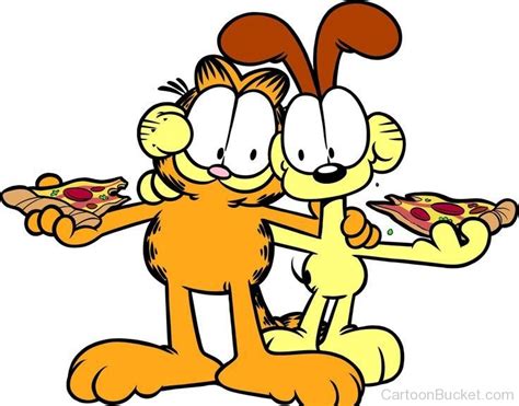 Garfield And Odie Enjoying Pizza